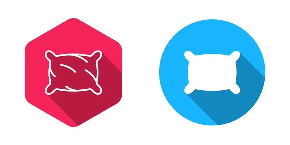 Filled and outline Rectangular pillow icon isolated with long shadow backgr.. Stock Illustration