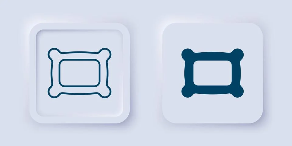 Filled and outline Rectangular pillow icon isolated on grey background. Cus.. Stock Illustration