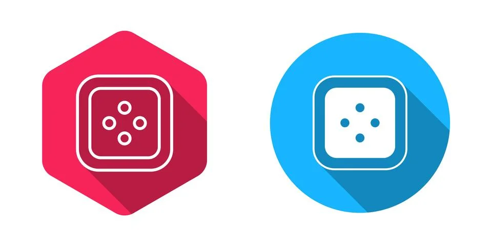 Filled and outline Sewing button for clothes icon isolated with long shadow.. イラスト素材