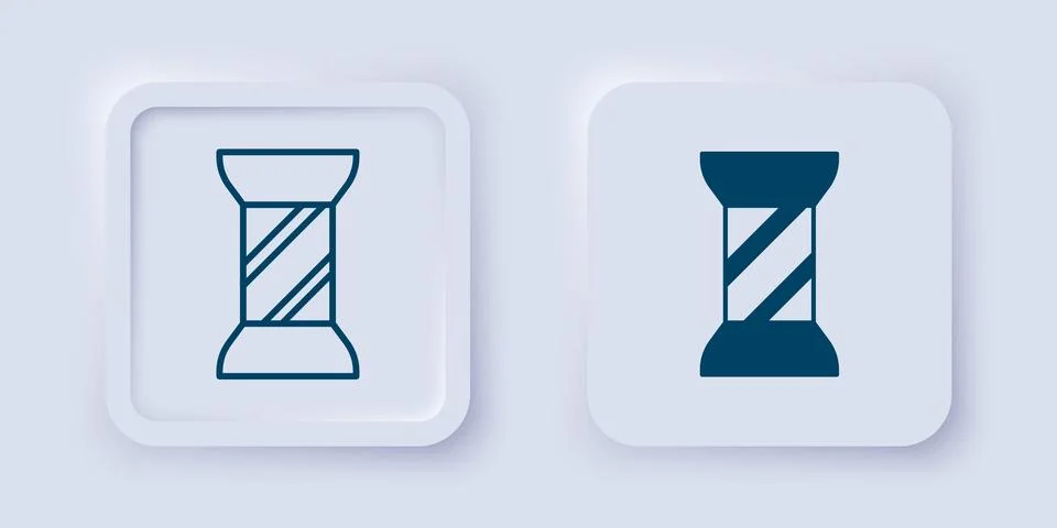 Filled and outline Sewing thread on spool icon isolated on grey background... Stock Illustration