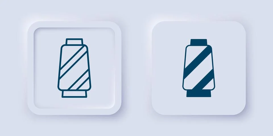 Filled and outline Sewing thread on spool icon isolated on grey background... Stock Illustration