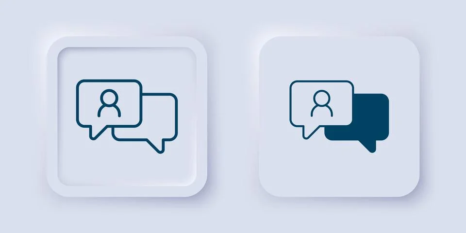 Filled and outline Speech bubble chat icon isolated on grey background. Mes.. Stock Illustration