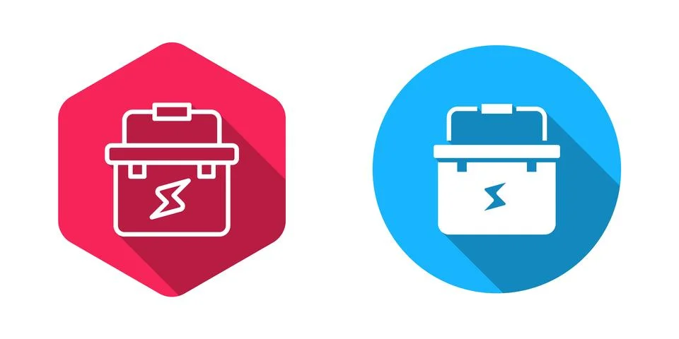 Filled and outline Toolbox electrician icon isolated with long shadow backg.. Stock Illustration