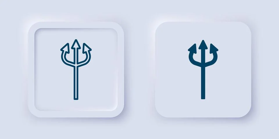 Filled and outline Trident devil icon isolated on grey background. Happy Ha.. Illustrazione stock