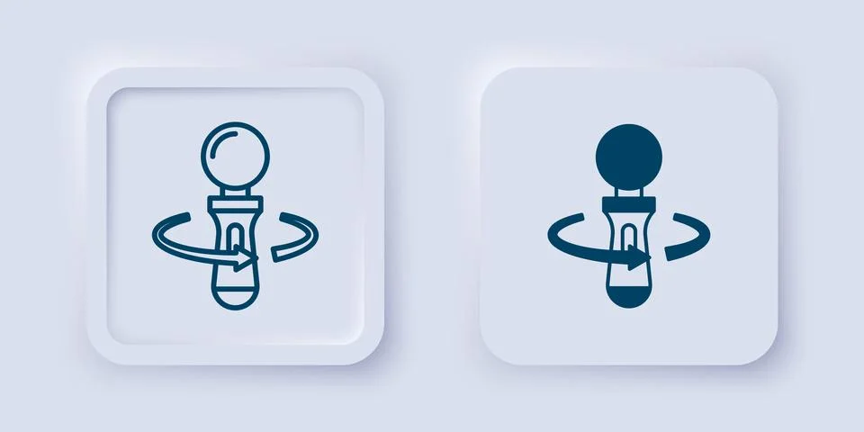 Filled and outline VR controller game icon isolated on grey background. Vir.. Stock Illustration