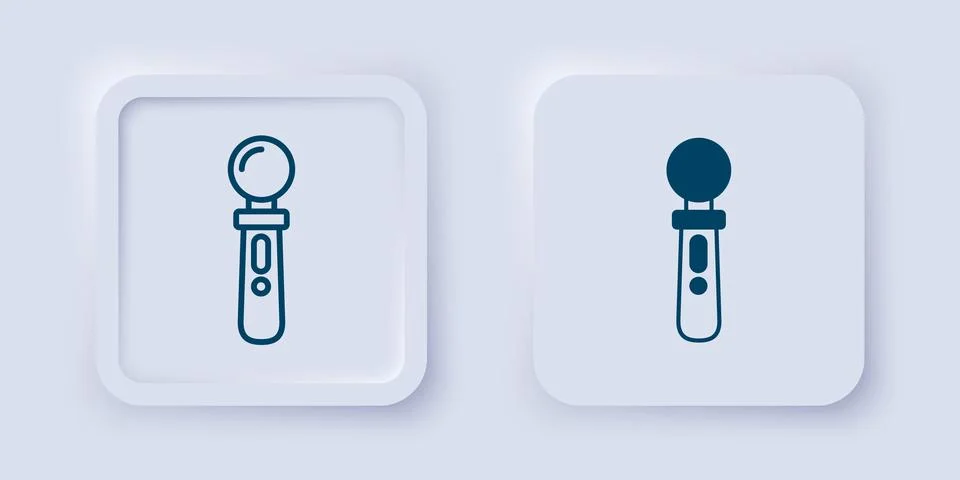 Filled and outline VR controller game icon isolated on grey background. Vir.. Stock Illustration