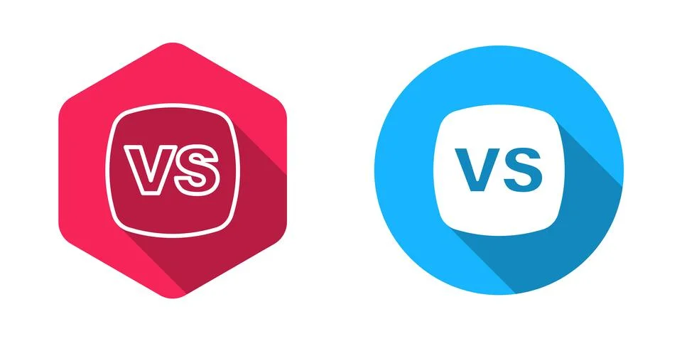 Filled and outline VS Versus battle icon isolated with long shadow backgrou.. Stock Illustration