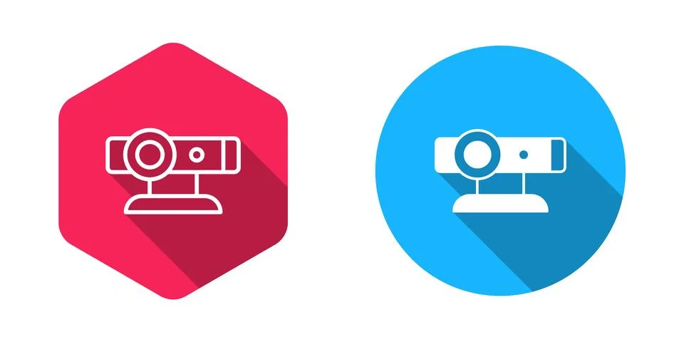Filled and outline Web camera icon isolated with long shadow background. Ch.. 스톡 일러스트