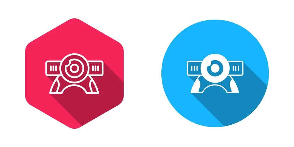 Filled and outline Web camera icon isolated with long shadow background. Ch.. 스톡 일러스트