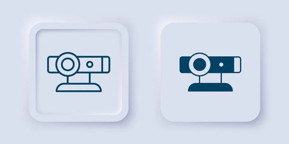 Filled and outline Web camera icon isolated on grey background. Chat camera.. Stock Illustration