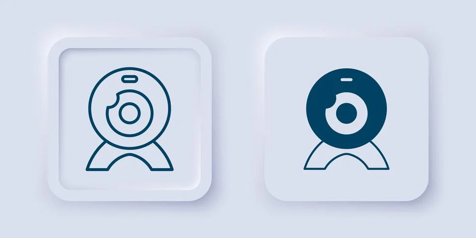 Filled and outline Web camera icon isolated on grey background. Chat camera.. 스톡 일러스트