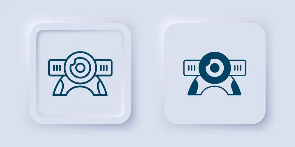 Filled and outline Web camera icon isolated on grey background. Chat camera.. 스톡 일러스트