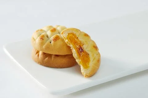 Filled Biscuits with fruit Stock Photos