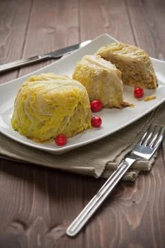 Filled cabbage patty Stock Photos