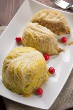 Filled cabbage patty Stock Photos