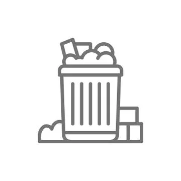 Filled can bin, garbage, waste line icon. Stock Illustration