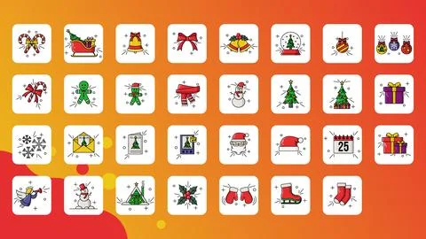 Filled christmas icon pack vector, set of various christmas icon vector ill.. Stock Illustration