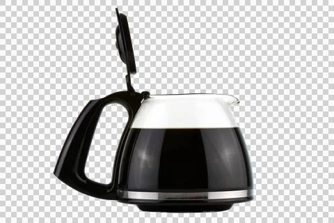 A filled coffee pot opened isolated against a white background Stock Photos