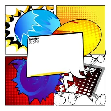 Filled colored Speech bubbles with comic book background. Blank space for tex Stock Illustration