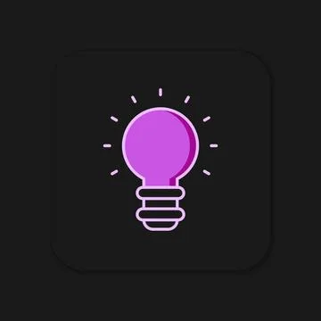 Filled Creative lamp light idea icon isolated on black background. Concept id Stock Illustration