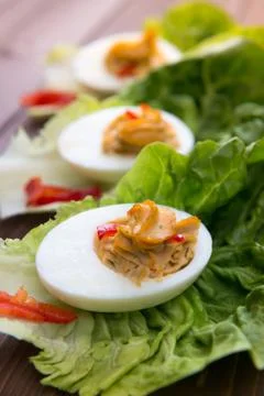 Filled eggs Stock Photos