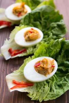 Filled eggs Stock Photos