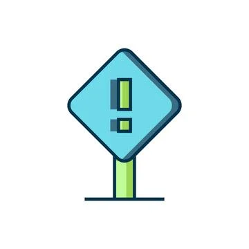 Filled Exclamation mark in square frame icon isolated on white background. Ha Stock Illustration