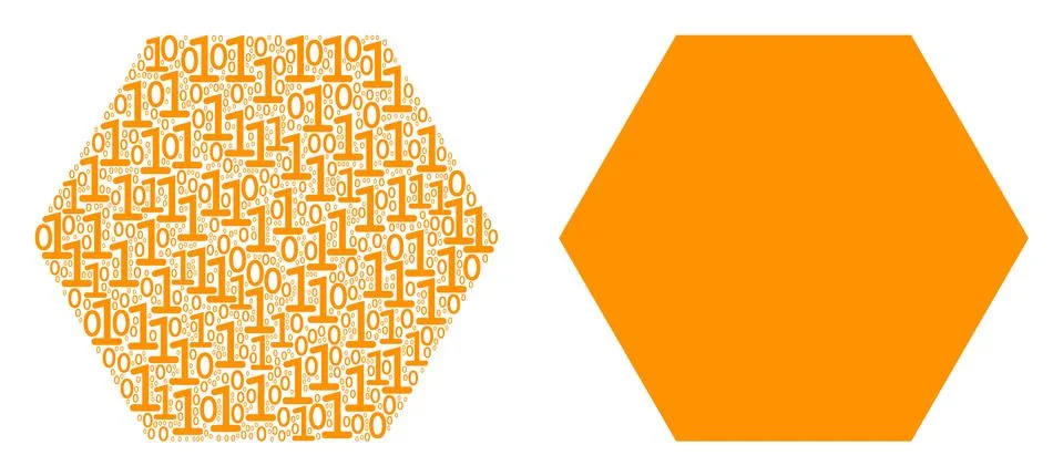 Filled Hexagon Collage of Binary Digits Illustrazione stock