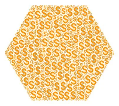 Filled Hexagon Collage of Dollar Stock Illustration