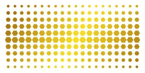 Filled Hexagon Gold Halftone Pattern Stock Illustration