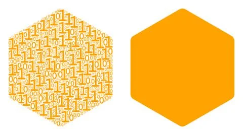 Filled Hexagon Mosaic of Binary Digits Stock Illustration