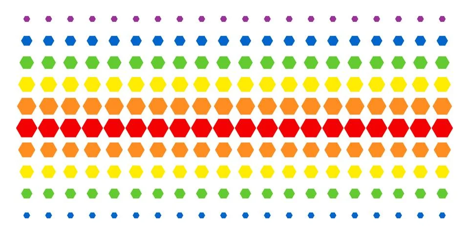 Filled Hexagon Shape Halftone Spectral Effect 스톡 일러스트