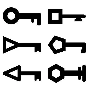 Filled Icons Keys Set isolated on white background. Vector illustration. Stock Illustration