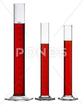 Filled measuring cylinders Stock Photos