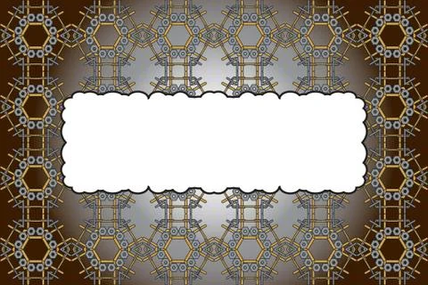 Filled with ornaments of various complex patterns of gold and s Stock Illustration