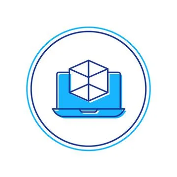 Filled outline 3d modeling icon isolated on white background. Augmented reality Stock Illustration