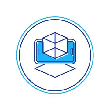 Filled outline 3d modeling icon isolated on white background. Augmented reality 스톡 일러스트