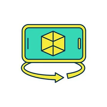 Filled outline 3d modeling icon isolated on white background. Augmented reality Stock Illustration