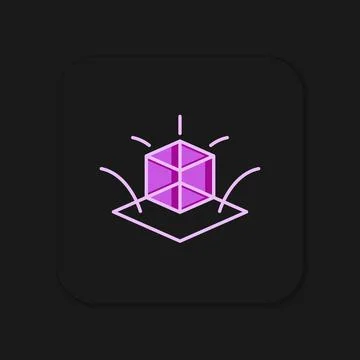Filled outline 3d modeling icon isolated on black background. Augmented rea.. Illustrazione stock