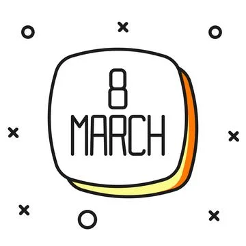Filled outline 8 March icon isolated on white background. International Hap.. Stock Illustration