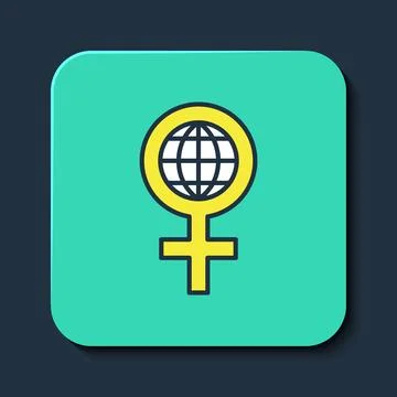 Filled outline 8 March icon isolated on blue background. International Happ.. Stock Illustration