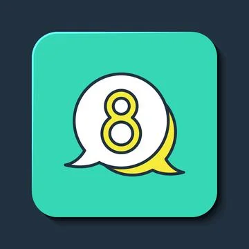 Filled outline 8 March in speech bubble icon isolated on blue background. I.. Stock Illustration