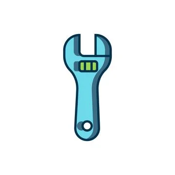 Filled outline Adjustable wrench icon isolated on white background. Flat fi.. Ilustración de archivo