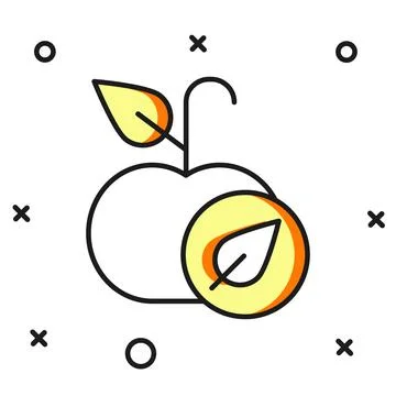 Filled outline Apple icon isolated on white background. Excess weight. Heal.. Stock Illustration