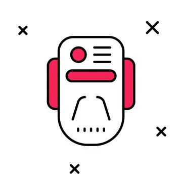 Filled outline Artificial intelligence robot icon isolated on white background Stock Illustration