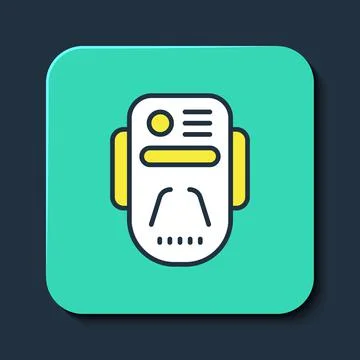 Filled outline Artificial intelligence robot icon isolated on blue background Illustrazione stock