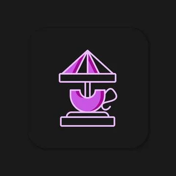 Filled outline Attraction carousel icon isolated on black background. Amuse.. Stock Illustration