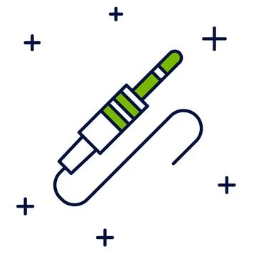 Filled outline Audio jack icon isolated on white background. Audio cable fo.. Illustrazione stock