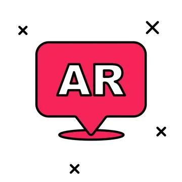 Filled outline Augmented reality AR icon isolated on white background. Virtual Stock Illustration