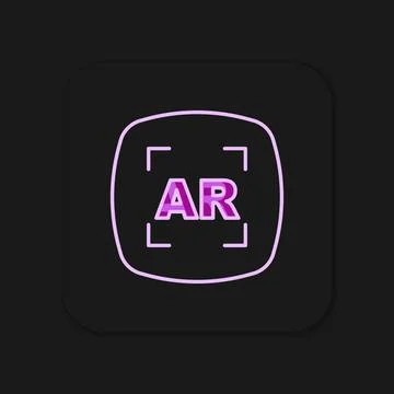 Filled outline Augmented reality AR icon isolated on black background. Virt.. Stock Illustration